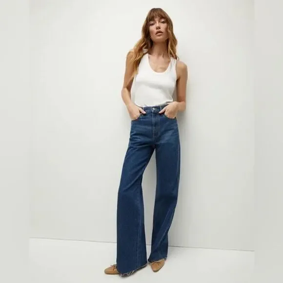 NEW Veronica Beard Taylor Wide-Leg Jean in “Stoned Bright Blue” - Picture 3 of 12